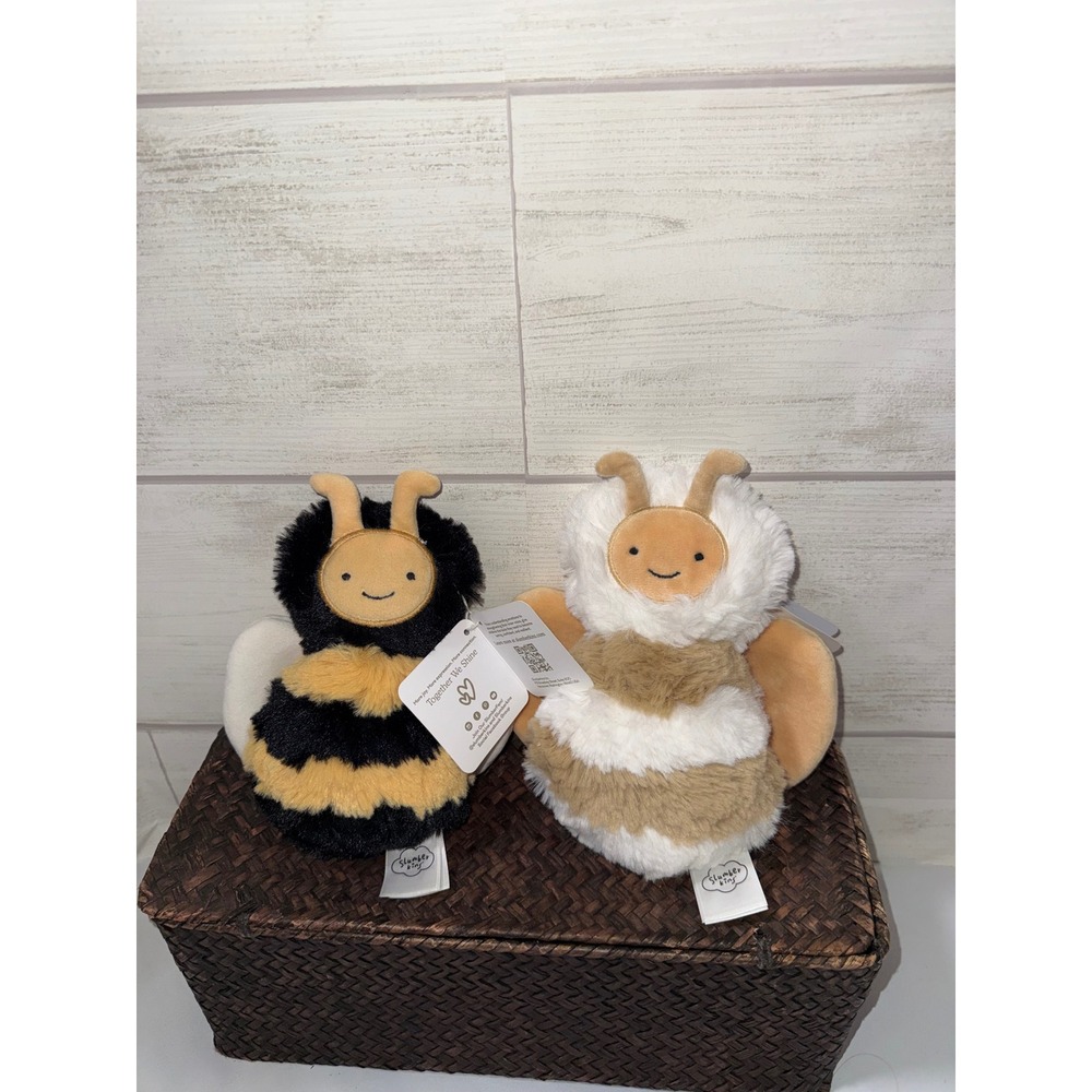 Slumberkins Bee Kin Plush Set Together We Shine Honey Bumblebee NWT 2 Pack